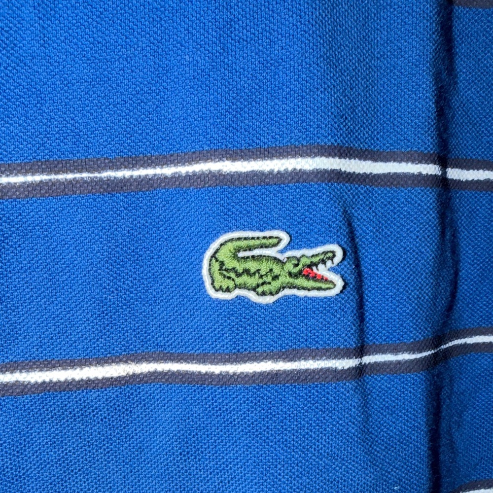 Lacoste Royal Blue Polo with White Stripes - Picture 8 of 8